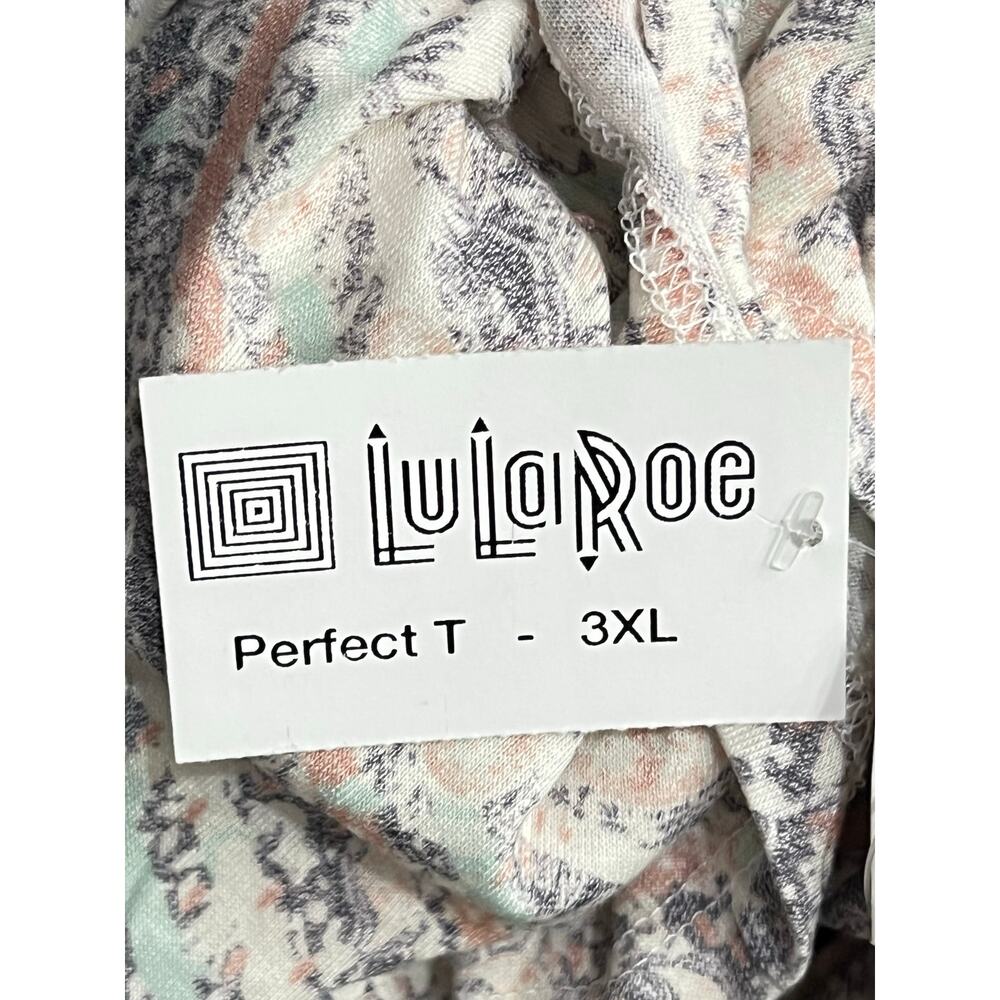 NWT Lularoe PERFECT T Women's Plus Size 3XL Paisley Print Short Sleeve NEW Gray - Picture 10 of 11